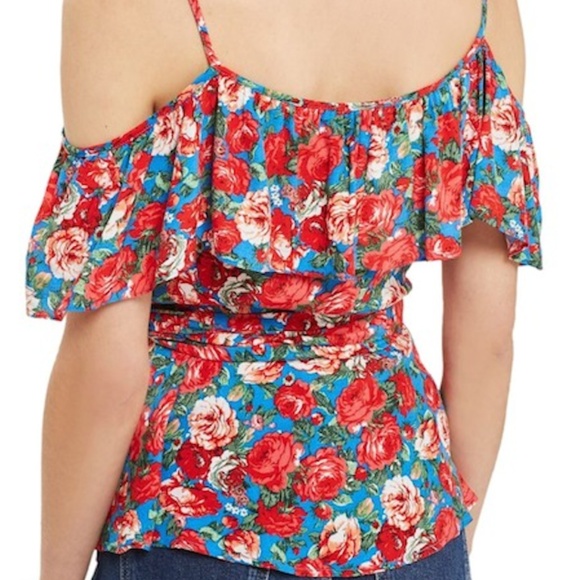 🌺 [HP] Top Shop Floral Spring Cold Shoulder Top - Picture 3 of 4